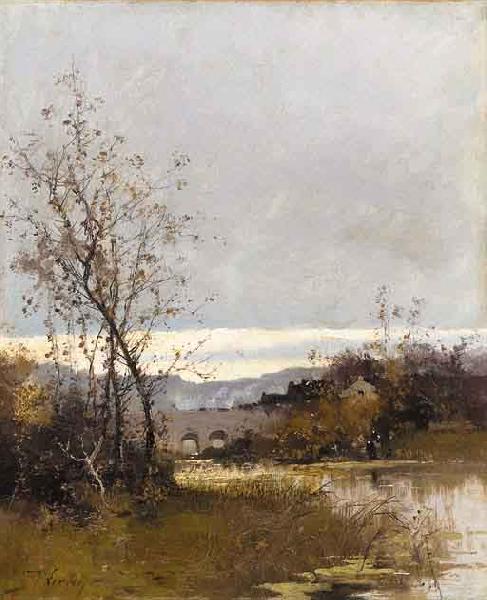 Eugene Galien-Laloue On the riverbank France oil painting art